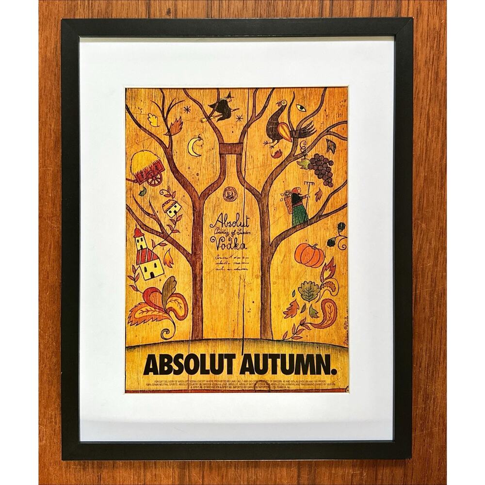 1993 Absolut Autumn Vodka Vintage Print Ad